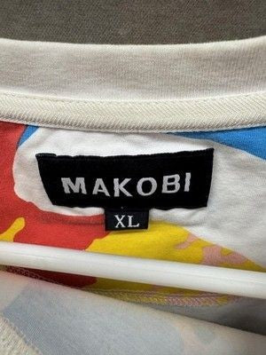 Makobi Shirt Mens XL Multicolor Smiley Face Graphic Embroidered Streetwear Tee P 4