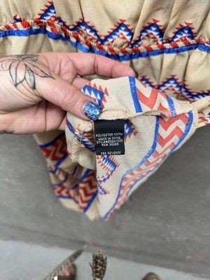 Phoebe Dress Womens Small Geometric Zig Zag Aztec Tank Mini Summer Festival Boho 4