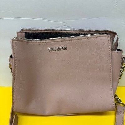 Steve Madden Dusty Rose Pink Saffiano Crossbody Bag with Detachable Pouches