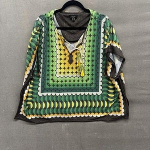 October Woman Tunic Top Womens One Size Geometric Retro Boho Pullover Shirt Pre- 1