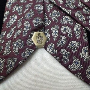 Vintage Paisley Silk Tie Mens Burgundy Blue White RN49930 Classic Necktie 90s 3