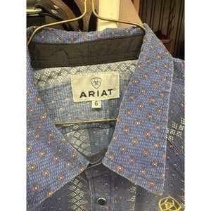 Ariat Shirt Mens Size G Blue Aztec Kyron Classic Pearl Snap Western Cowboy Rodeo 1