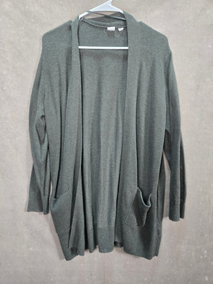 Gap Women's Dark Green Open Front Longline Cardigan Sweater Size G 1
