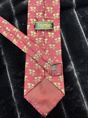 Dormeuil Tie Mens Red Yellow Floral Silk Elegant Necktie Pre-Owned Good