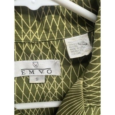 Mens Shirt Green Geometric Pattern Short Sleeve Button Up Pre-Owned Excellent