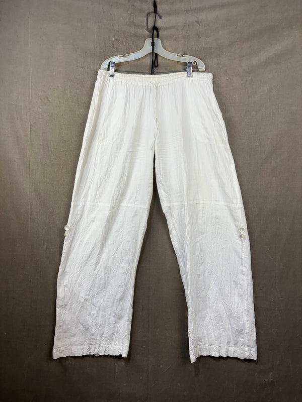 Firefly Basics Linen Pants White Cream Wide-Leg Drawstring Medium Good Condition
