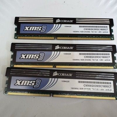 Corsair XMS3 6GB (3x2GB) DDR3 1600MHz Desktop RAM TR3X6G1600C8 Triple Kit