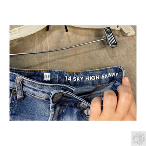 Gap SKY HIGH Skinny Women's Jeans Size 14 Medium Wash Distressed Ripped 2