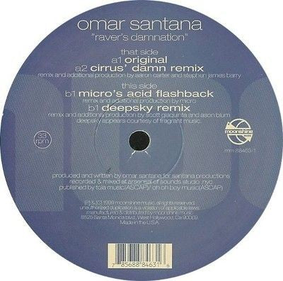 Omar Santana Raver's Damnation 12 Inch Vinyl Record Used