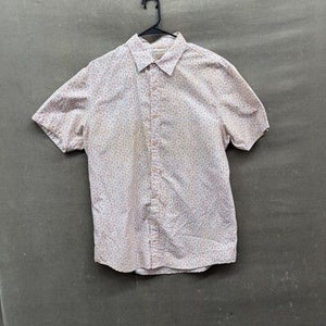 Pre-Owned Mens Large Orange Blue Geometric Short Sleeve Button Up Shirt Polyeste 1
