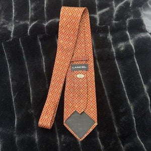 Lancel Silk Tie Mens Classic Formal Geometric Pattern Paris 18279 Made in France 2
