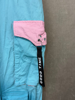 Steve Madden Men's Cargo Jogger Pants Light Blue Pink Size L Fair Condition 5