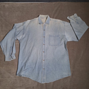 Looney Tunes Embroidered Denim Shirt Men's Light Blue BLITZZ Size M 1