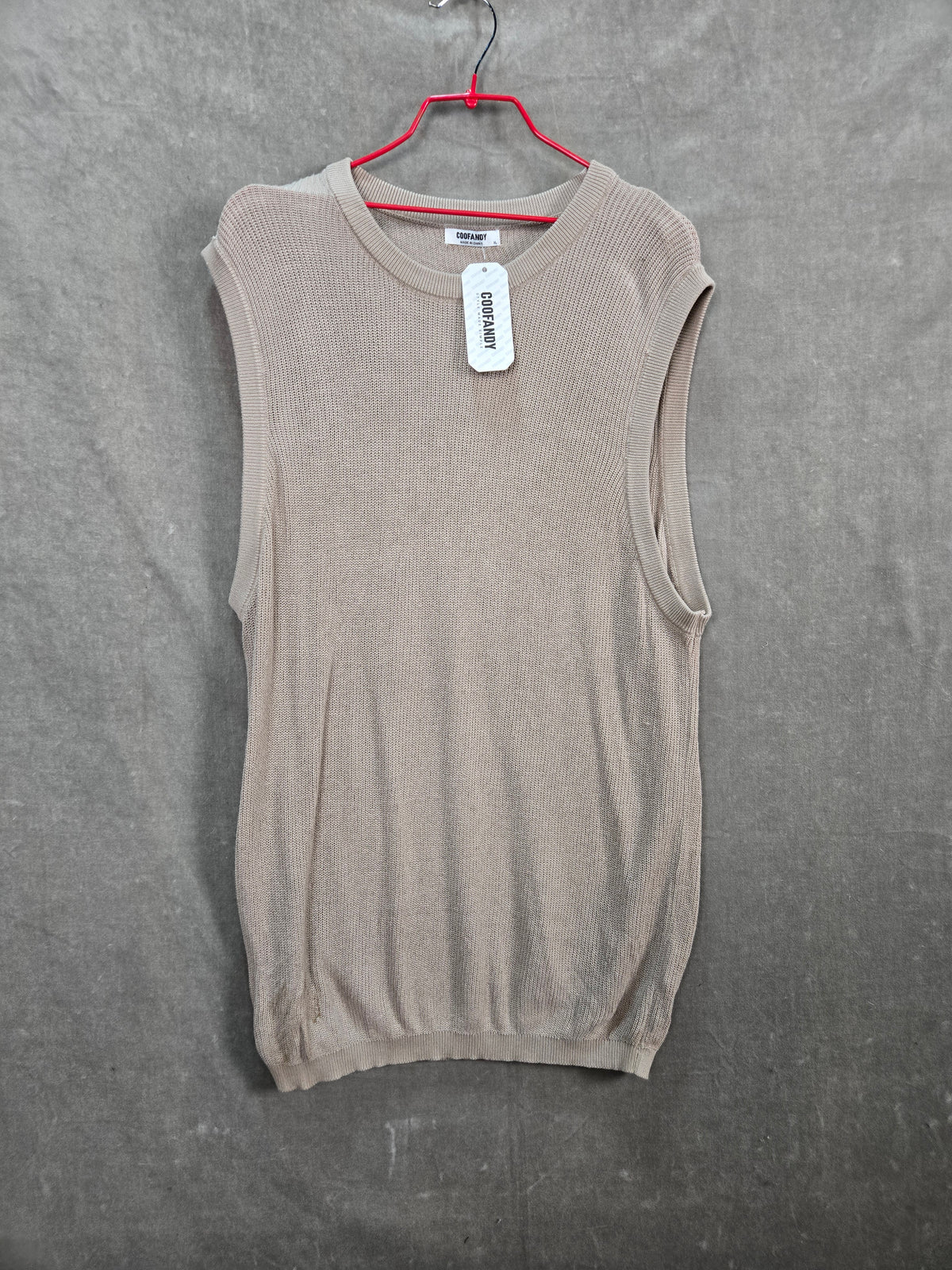 COOFANDY Men's Beige Knit Sleeveless Sweater Vest Pullover Size XL NWT