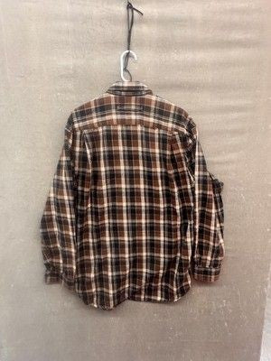 Duluth Trading Co Shirt Mens Large Tall Brown Black Plaid Flannel Long Sleeve 3