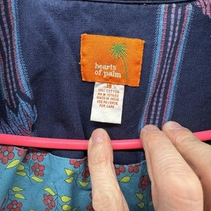 Hearts of Palm Womens Jacket 18 Blue Floral Embroidered Button Front Lined Pre-O 1