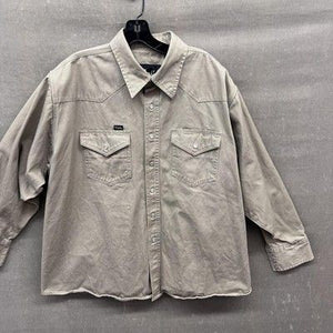 Walls Shirt Mens 2XL Khaki Beige Western Snap Button Down Workwear Cotton 5