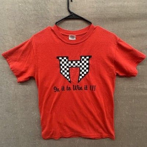Gildan Shirt Mens Small Red Checkered Flag H Racing In It To Win It Graphic Tee 1