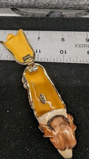 Basset Hound Hand Painted Enamel Bejeweled Trinket Boxes Pre-Owned Good Conditio 2
