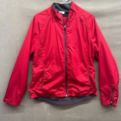 Women’s Red Danskin Windbreaker Tracksuit Jacket Coat Size L Pants M