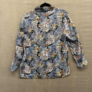 Cache Blouse Womens Large Floral Sheer Ruffle Button Up Long Sleeve Boho Top 3