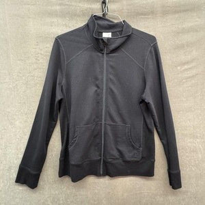 Danskin Now Jacket Womens XL Black Full Zip Rhinestone Cross Embellished Track 1