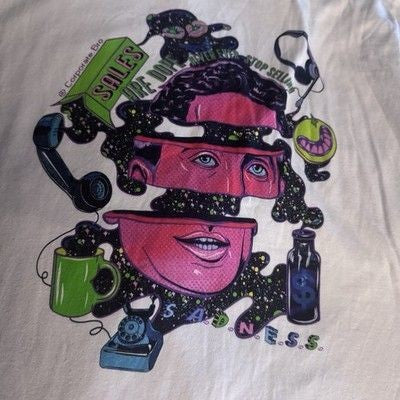 Corporate Bro Stop Selling Ness S.A.D.N.E.S.S. Graphic T-Shirt White Size L