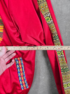 African Dashiki Print Red Bomber Jacket Unisex Zip Front Size M 4