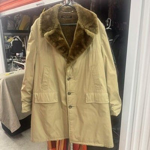 Vintage Brooks Brothers Coat Mens XL Faux Fur Lined Button Up Classic 70s 1