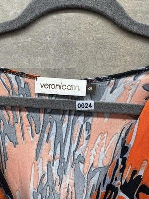 Veronica M Dress Womens Small Abstract Print Stretch Short Sleeve Pre-Owned Exce
