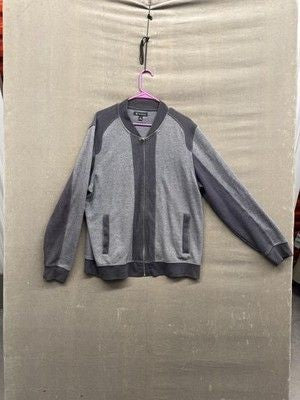 INC International Concepts Jacket Mens XL Gray Full Zip Cotton Blend Casual Trim