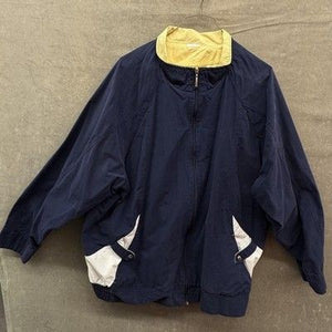 Windbreaker Jacket Mens Extra Large Navy Yellow Full Zip Raglan Pockets Mesh 2