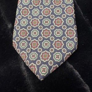 Vintage Resilio Tie Mens Classic Geometric Silk Pattern Blue Red Made USA 90s 5