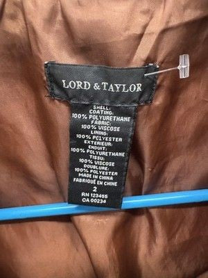 Lord & Taylor Womens Jacket Faux Leather Moto Biker Zip Pockets Adjustable Pre-O 3