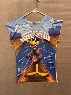 Looney Tunes Daffy Duck Shirt Womens XL Vintage 1986 Venice All Over Print Pre-O 3