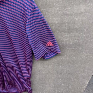 Adidas Mens Large Polo Golf Athletic Performance Climalite Striped Pre-Owned Exc 2