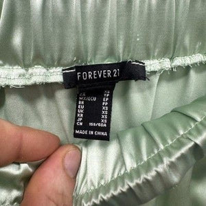 Forever 21 Pants Womens Extra Small Green Satin Wide Leg High Waist Palazzo Pre- 5