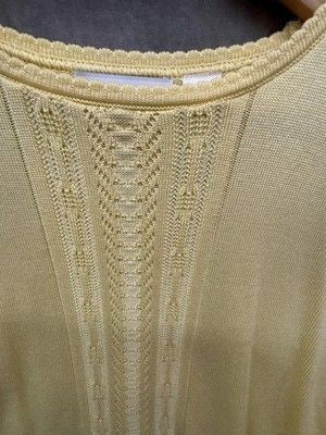 Alfred Dunner Sweater Womens Large Yellow Santa Clara Short Sleeve Pointelle 5