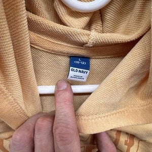 Old Navy Youth Hoodie Tan Short Sleeve Graphic Good Vibes Surf Club Pre-Owned 1