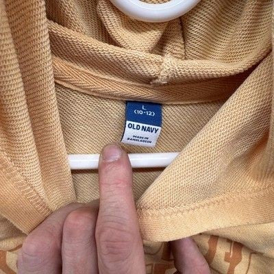 Old Navy Youth Hoodie Tan Short Sleeve Graphic Good Vibes Surf Club Pre-Owned