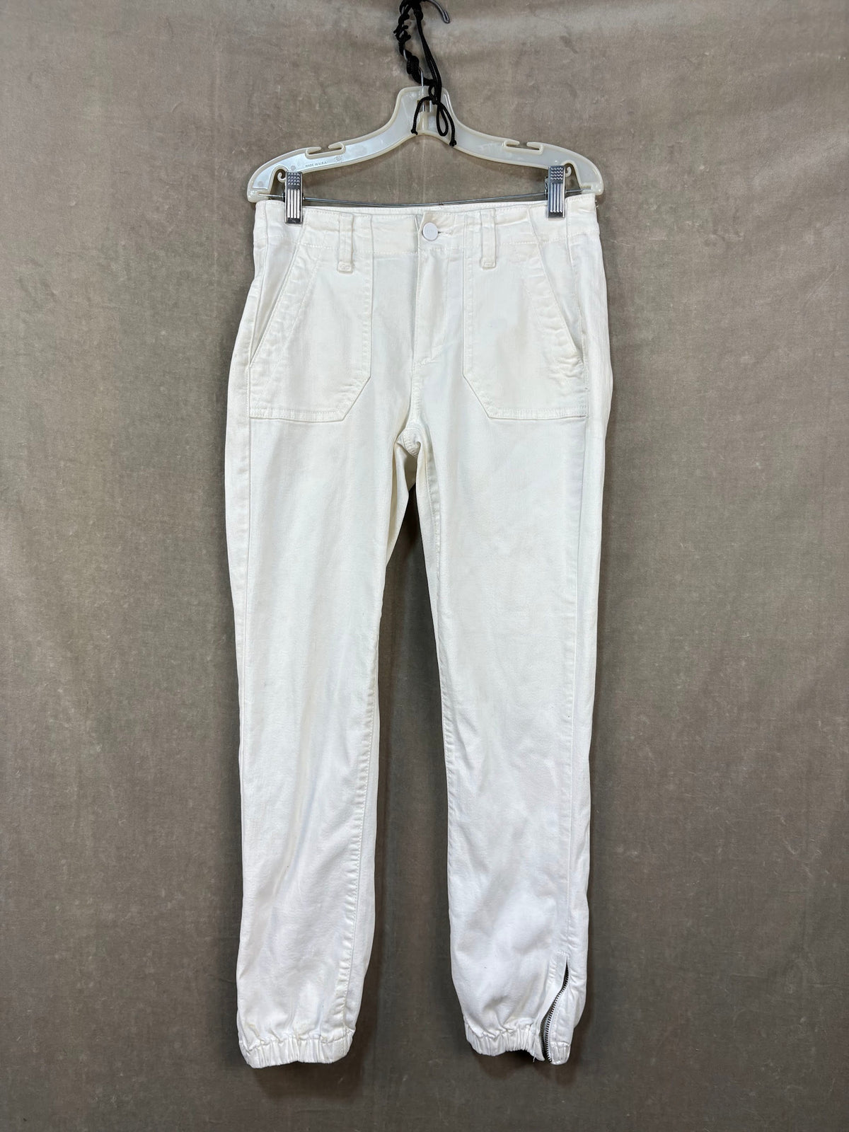 PAIGE Jeans Cream Relaxed Fit Elastic Cuffs Size 24 Used