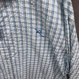 Rocawear Shirt Mens 4XL Blue Green Plaid Button Up Short Sleeve Casual Oversized 1