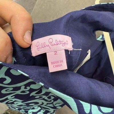 Lilly Pulitzer Dress Womens 6 Navy Delia Shift Fountain Hopping Engineered New w