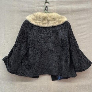 Jean Dulac Vintage Womens Medium Black Persian Lamb Mink Shawl Collar Jacket Pre 1