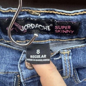 Jordache Jeans Girls 8 Regular Blue Super Skinny Stretch Adjustable Waist Denim 2