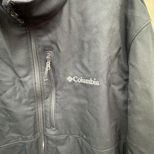 Columbia Mens Softshell Jacket 2XL Black Fleece Lined Full Zip Chest Pocket Pre- 1