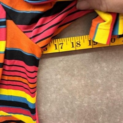 Rainbow Stripe Wrap Dress Womens XS Multicolor Fit Flare V Neck Pre-Owned Excell