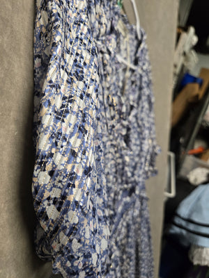 Ulla Johnson Blue Floral Puff Sleeve Smocked Waist Midi Dress Ruffle Size 6 NWT 3
