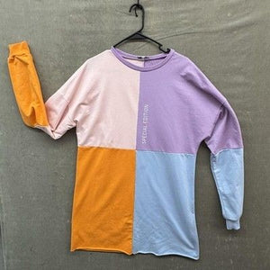 Fashion Nova Shirt Womens Large Colorblock Pastel Long Sleeve Pre-Owned Good 1