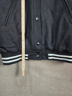 Bumble Logo Black Men's Varsity Bomber Jacket Snap Front Size M NWT 5